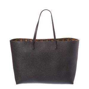 Fendi Roll Medium Reversible Ff Suede & Leather Tote, Brown